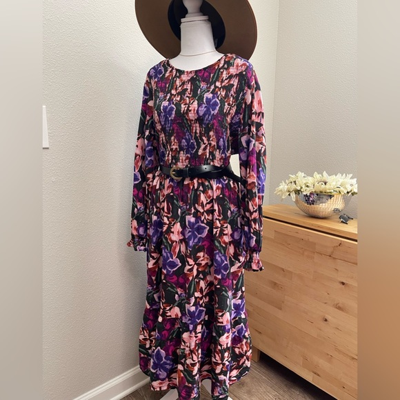 100% Cotton Long Sleeve Floral Dress - Picture 3 of 14